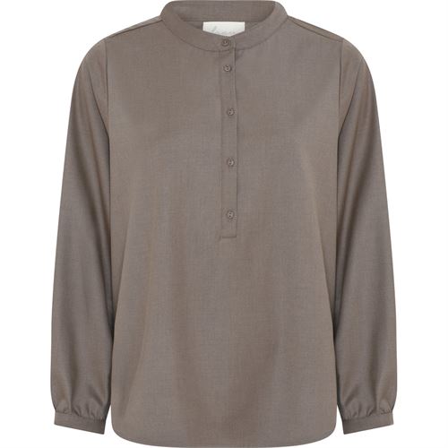 FRAU BLUSE, MADRID LS WOOL SHIRT, WALNUT